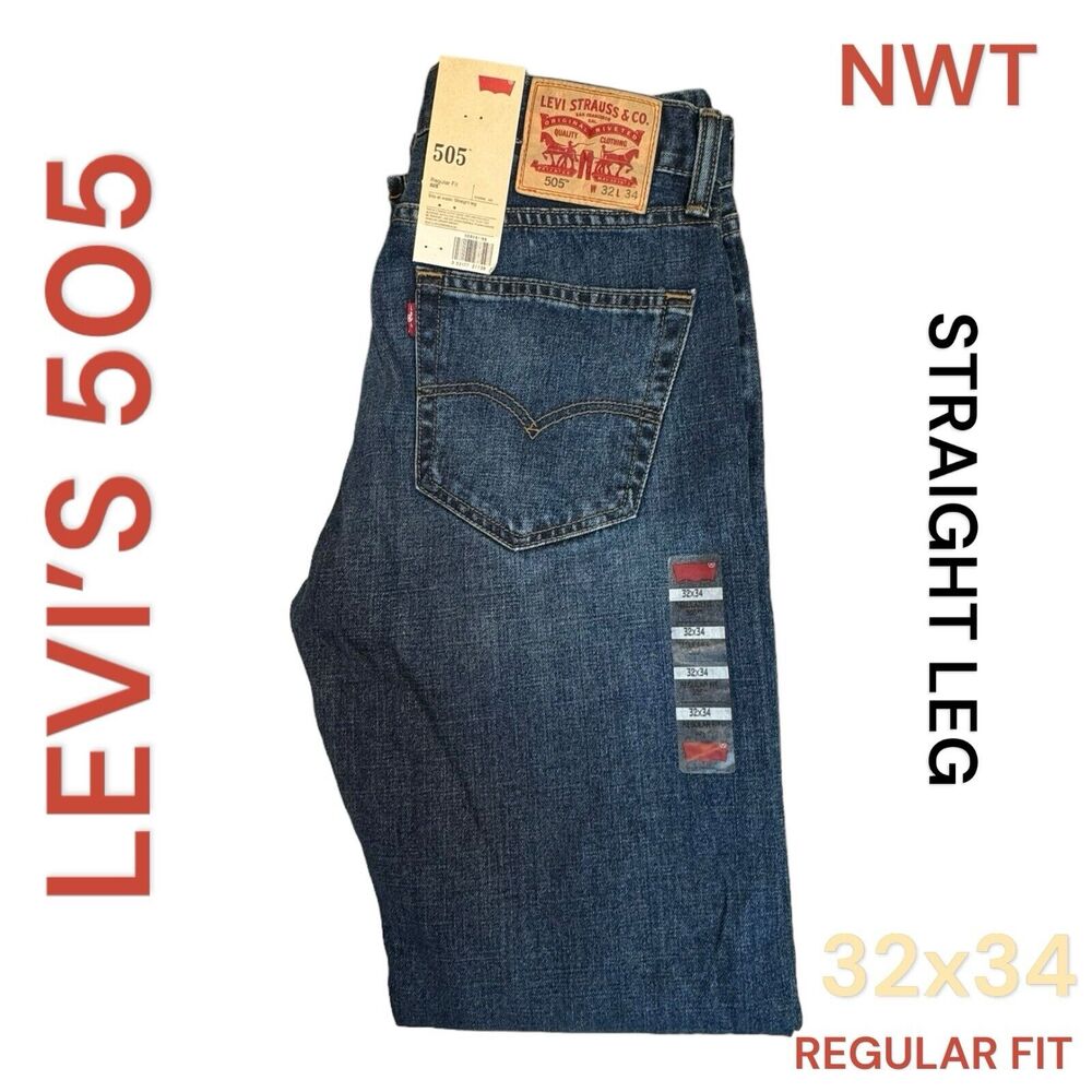 Levi's 505 Men's Straight Jeans - Dark Blue Denim no tags